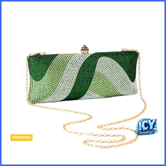 Rhinestone Evening Clutch with Removable Chains for Formal Events